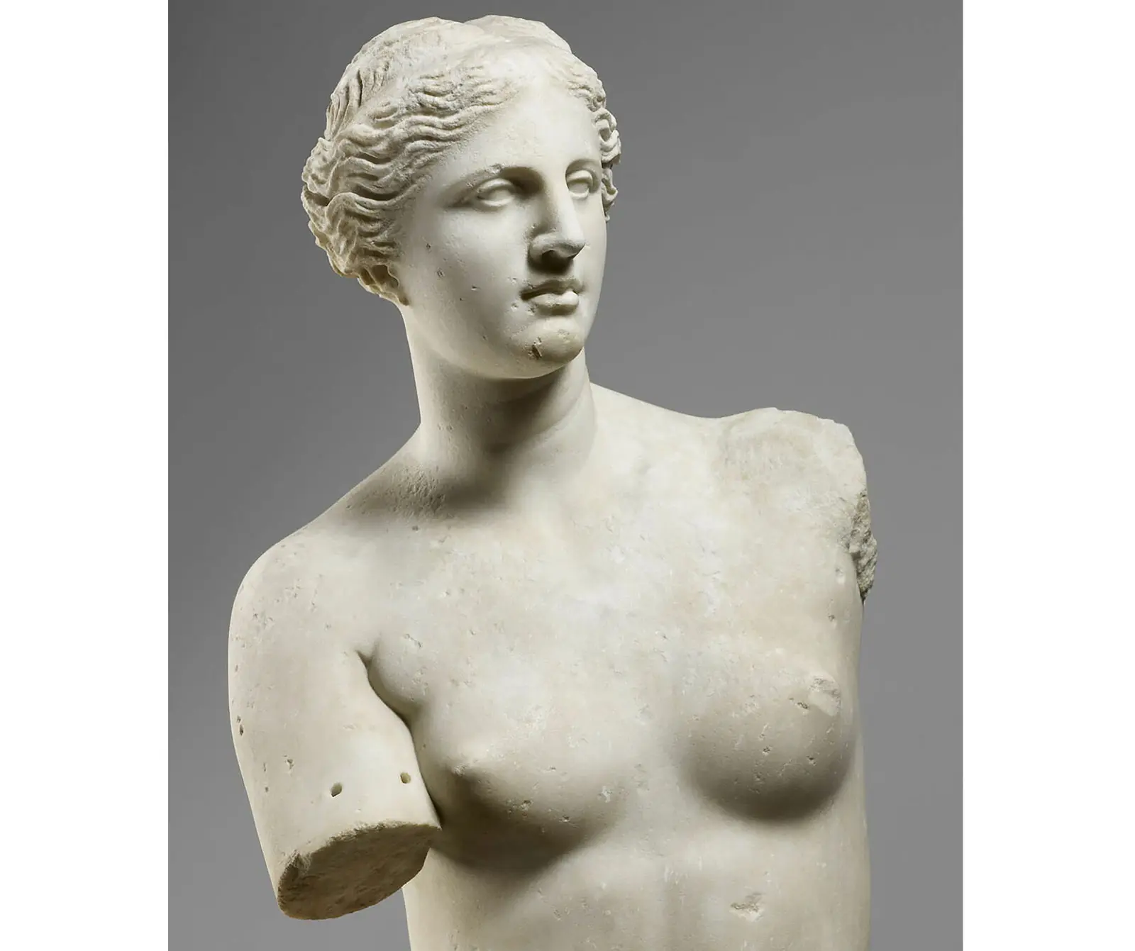 Detail face of the Venus de Milo Louvre museum