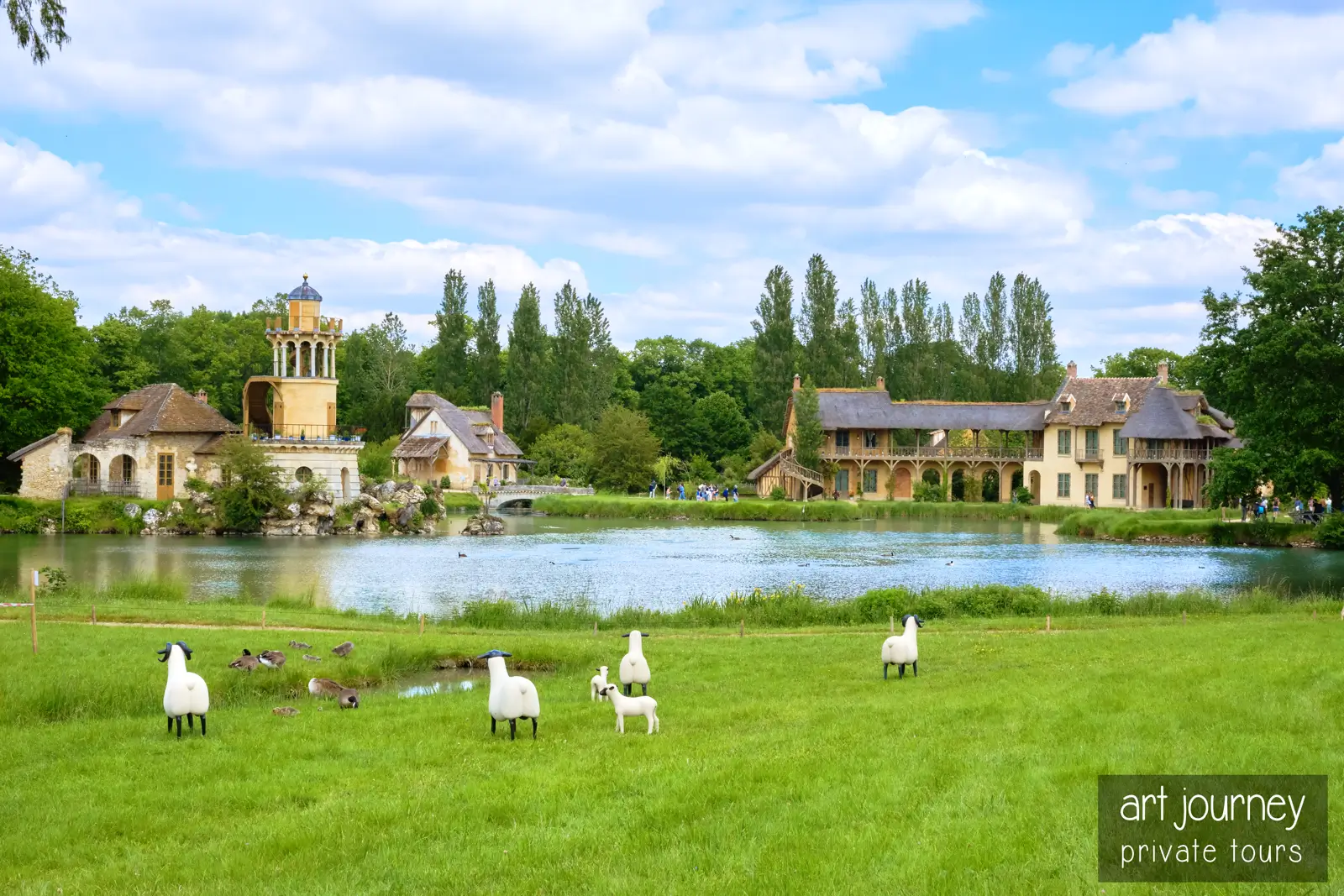 Queen Marie Antoinette's Hamlet by Richard Mique in her Petit Trianon estate at Versailles private visit, copyrighted by Art Journey Paris