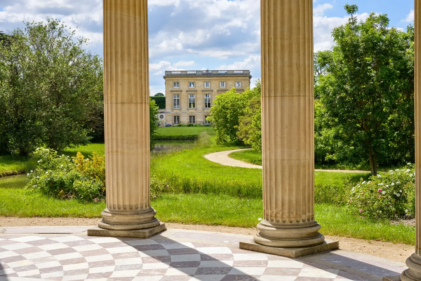 Marie Antoinette Petit Trianon and Temple of Love in the gardens of Versailles castle